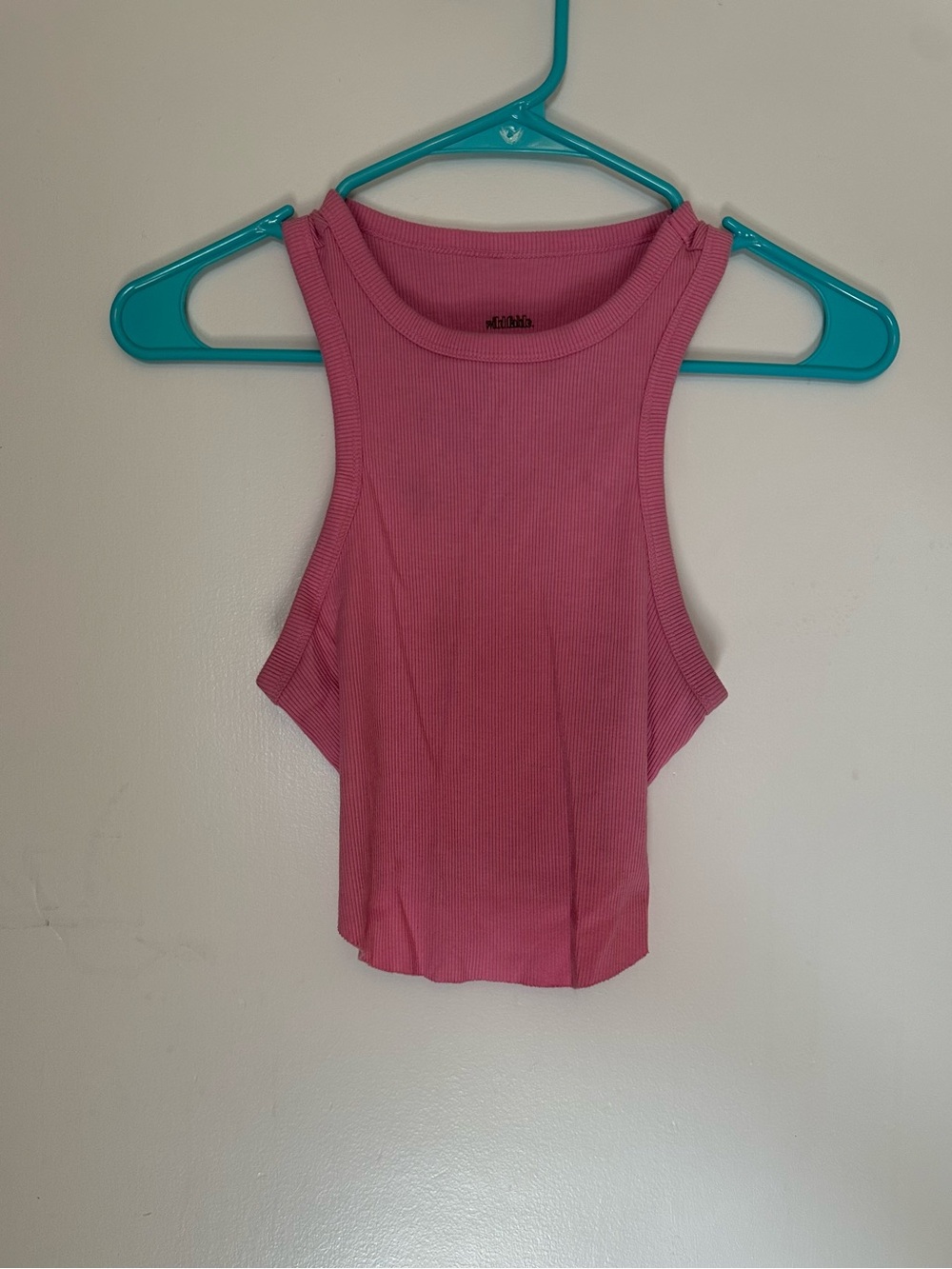 wild fable Pink Ribbed High-Neck Crop Tank